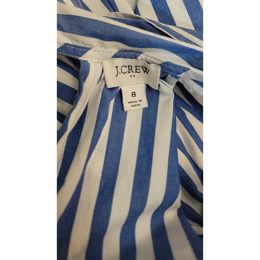 J.Crew Striped‎ Halter Jumpsuit Blue White Tie Neck Wide Leg Size 8 - Picture 8 of 9